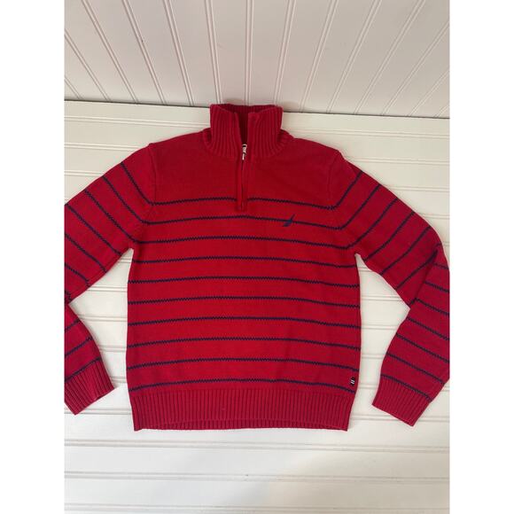 Nautica Red Stripe Mock neck Quarter Zip Pullover - Wrangler Jeans Bundle 10-12 - Picture 2 of 7